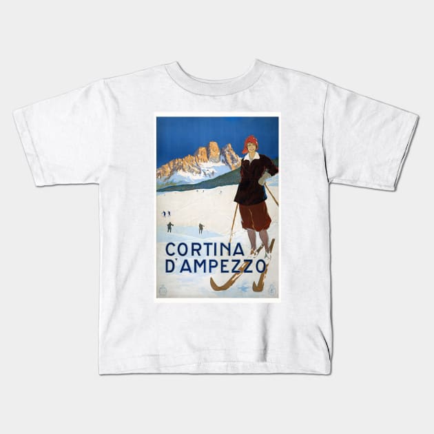 Cortina d'Ampezzo Italy Vintage Poster 1923 Kids T-Shirt by vintagetreasure